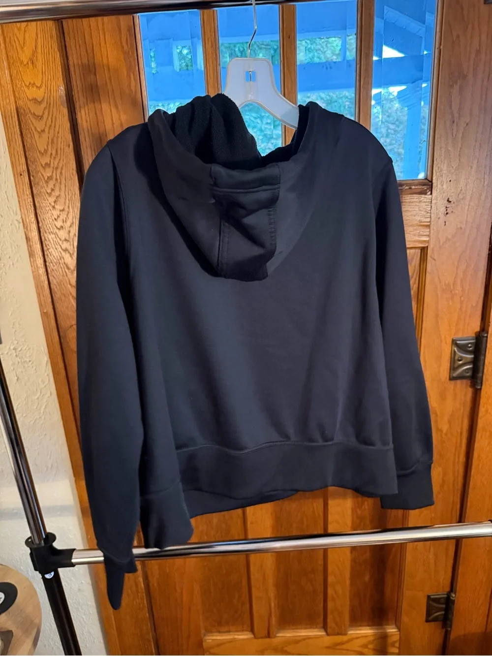 Nike Black Crewneck Hoodie with White Swoosh - Picture 3 of 3